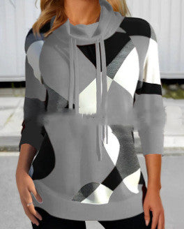 Women's Fashion Printing Turtleneck Sweater