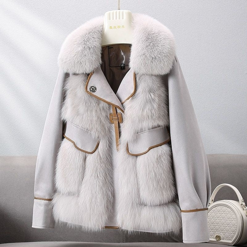 Women's Fashionable Faux Fox Fur Coat