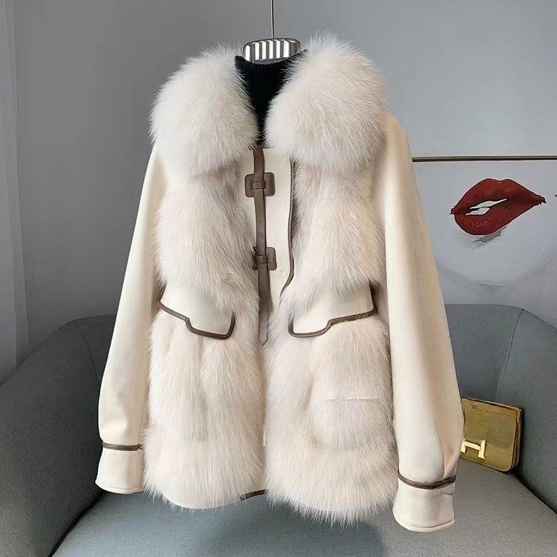 Women's Fashionable Faux Fox Fur Coat