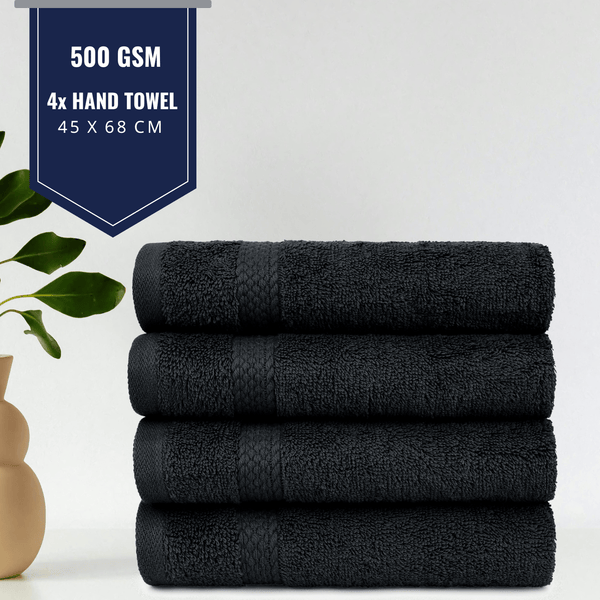 Luxury Hand Towels – Pack of 4 – 100% Cotton, 500 GSM, Ultra Absorbent & Durable – Soft Spa Towels for Bathroom, Hotel & Home (45 x 68 cm)