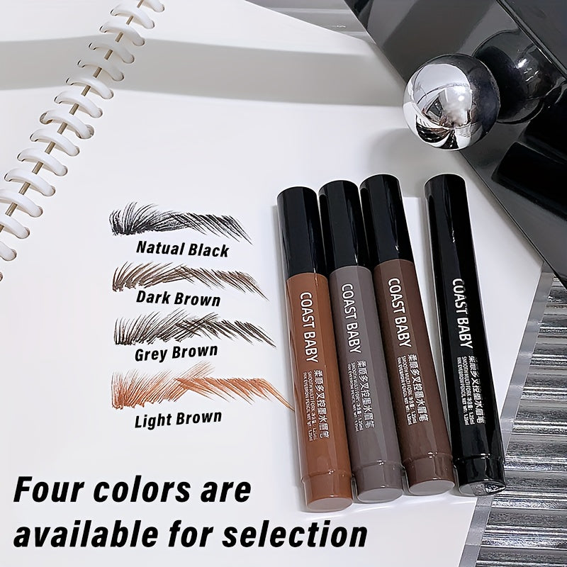 Dual-Action Quick Water Eyebrow Pencil with Multi-Branch Brush Head Design: Defines Each Hairline with a Single Stroke, Precisely Fills in Hairline, Waterproof, Long-Lasting, Smudge-Proof. Three-Dimensional Hair Flow Technolo