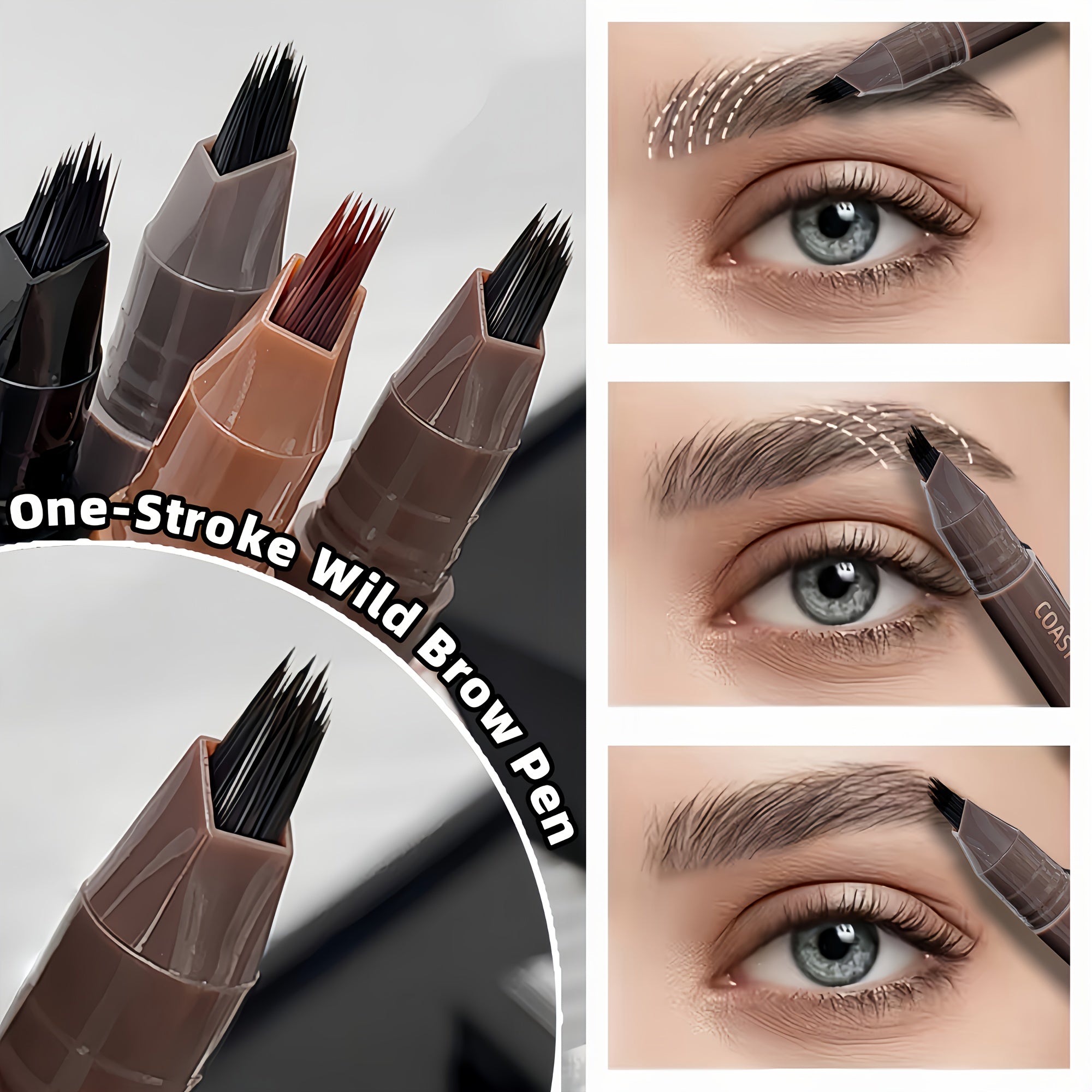 Dual-Action Quick Water Eyebrow Pencil with Multi-Branch Brush Head Design: Defines Each Hairline with a Single Stroke, Precisely Fills in Hairline, Waterproof, Long-Lasting, Smudge-Proof. Three-Dimensional Hair Flow Technolo
