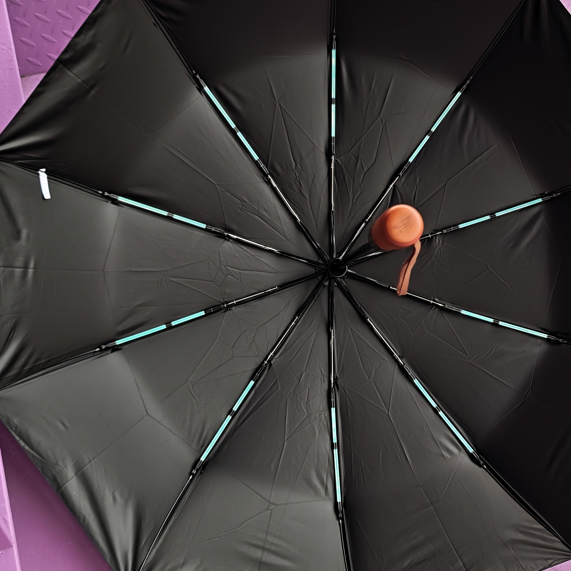 Business Premium Auto Open/Close 2-Person Umbrella – Large Windproof Double Fiberglass Frame, Wooden Handle, UPF 50+ Folding Travel Umbrella for Men & Women