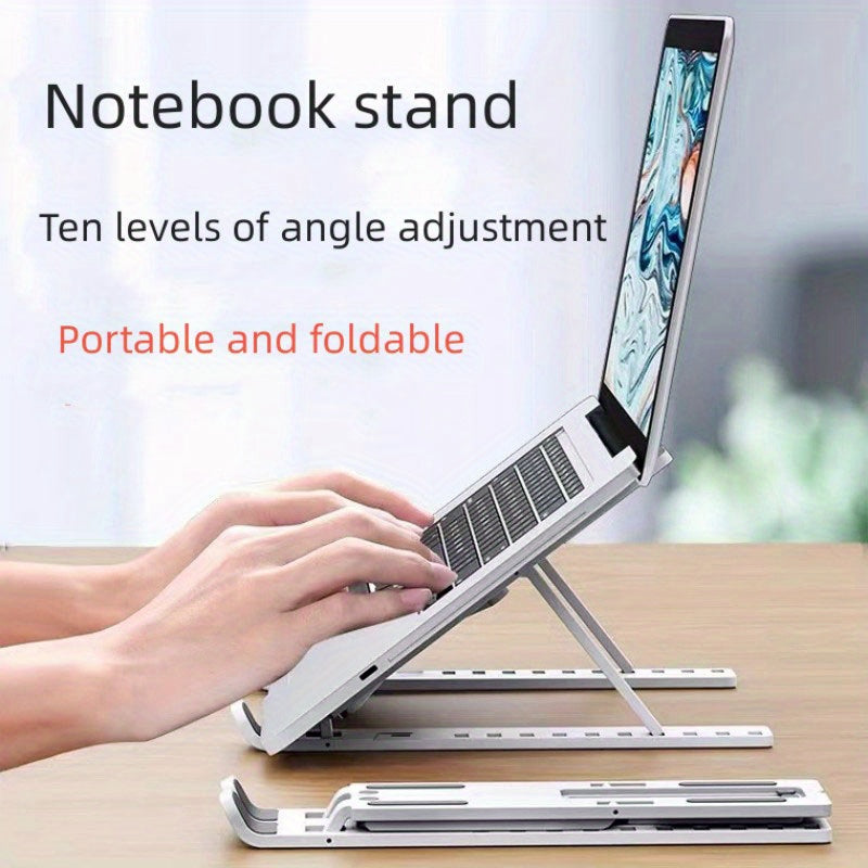 Ten Levels Adjustable Laptop Stand, Single Fork Folding Lift Cooling Base Desktop Tablet Portable Bracket, ABS Material, Compatible With All Notebook