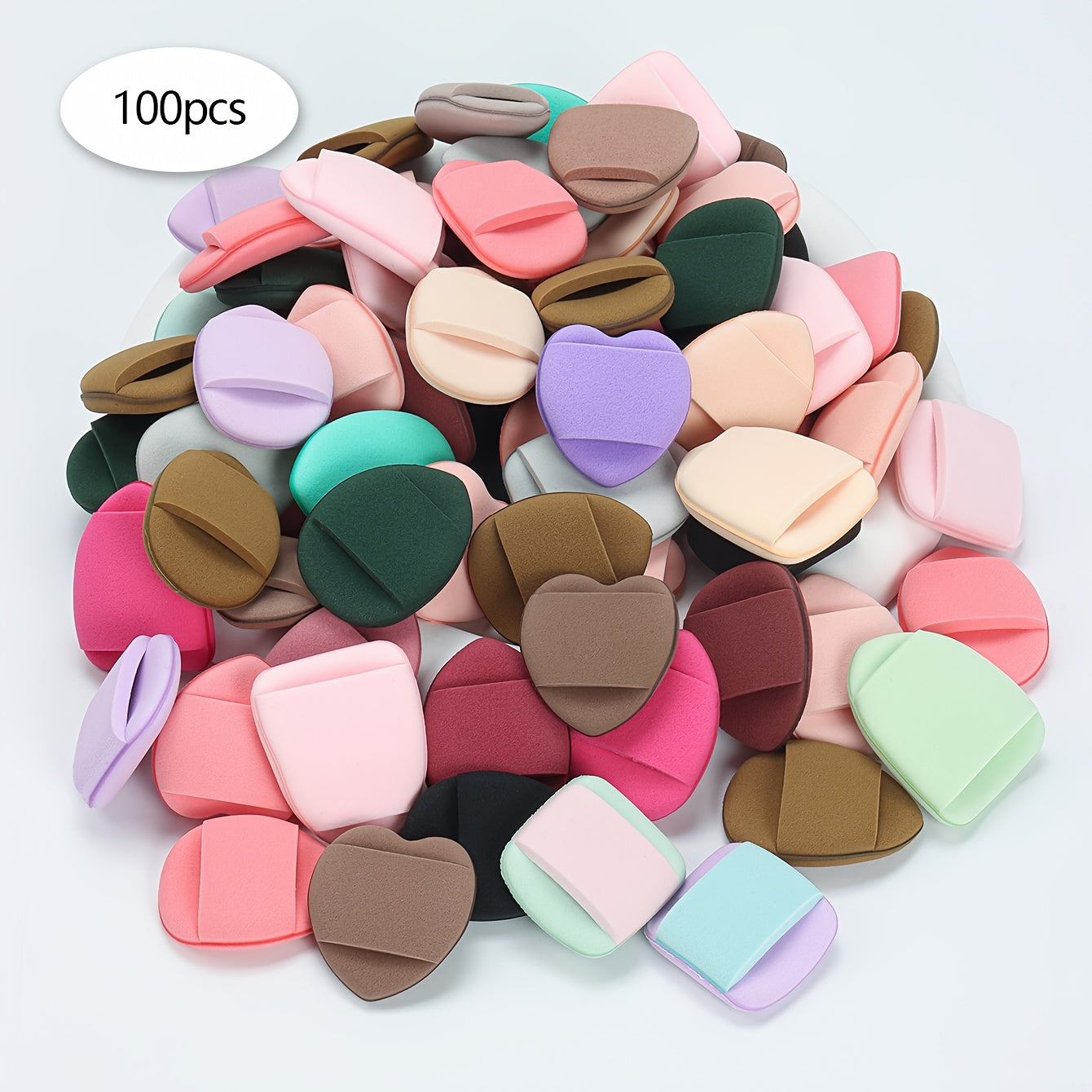 100-Pack Mini Finger Air Cushion Puff, Latex-Free Blending Sponges For Liquid Foundation, Concealer Application, Suitable For All Skin Types