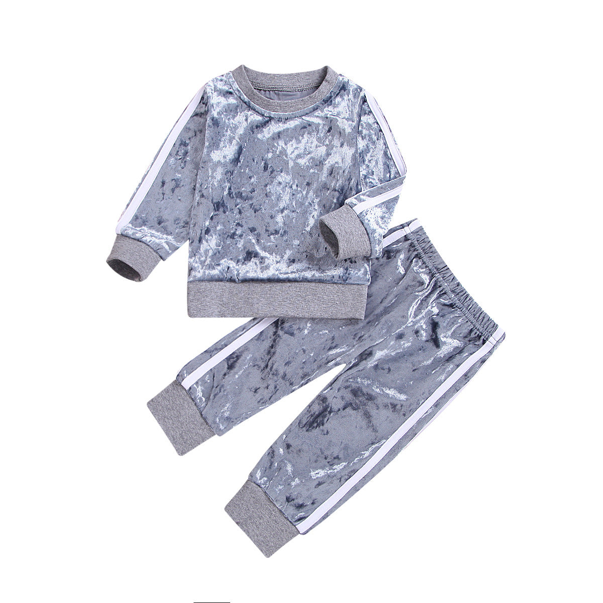 New Baby Girls Solid Chic Toddler Kids Tracksuit: Boys Velvet Tops, Sweater Pants Trousers Outfits. Autumn Clothes Set for 1-6 Years