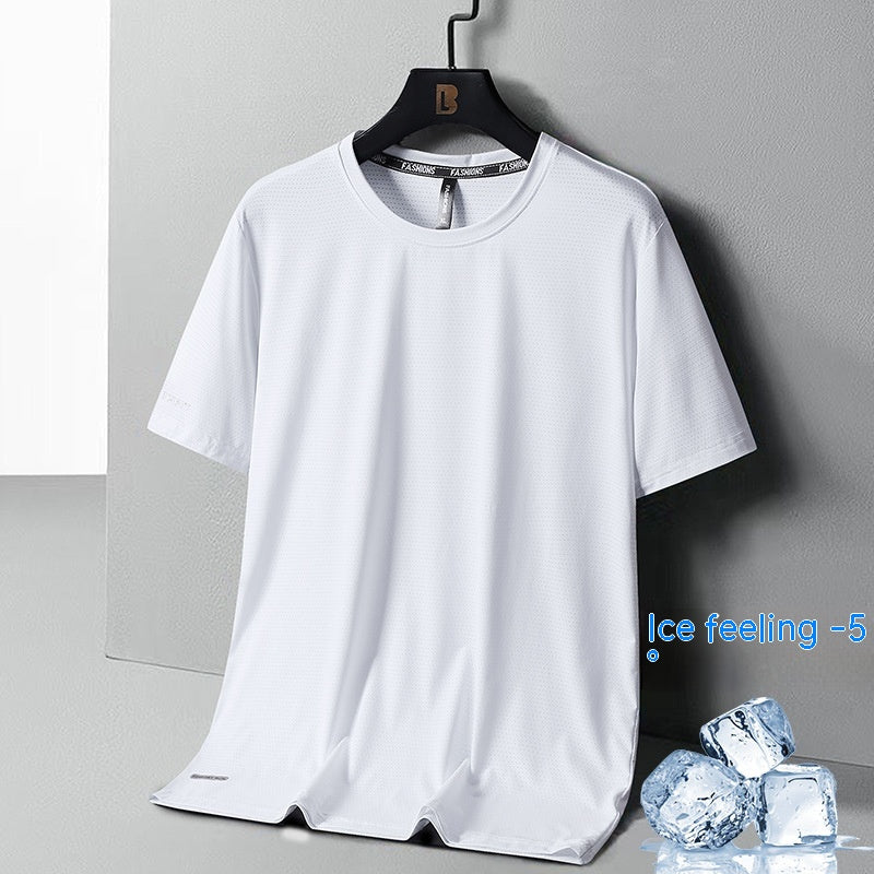 Summer Ice Silk Quick-drying Loose Breathable Short Sleeve