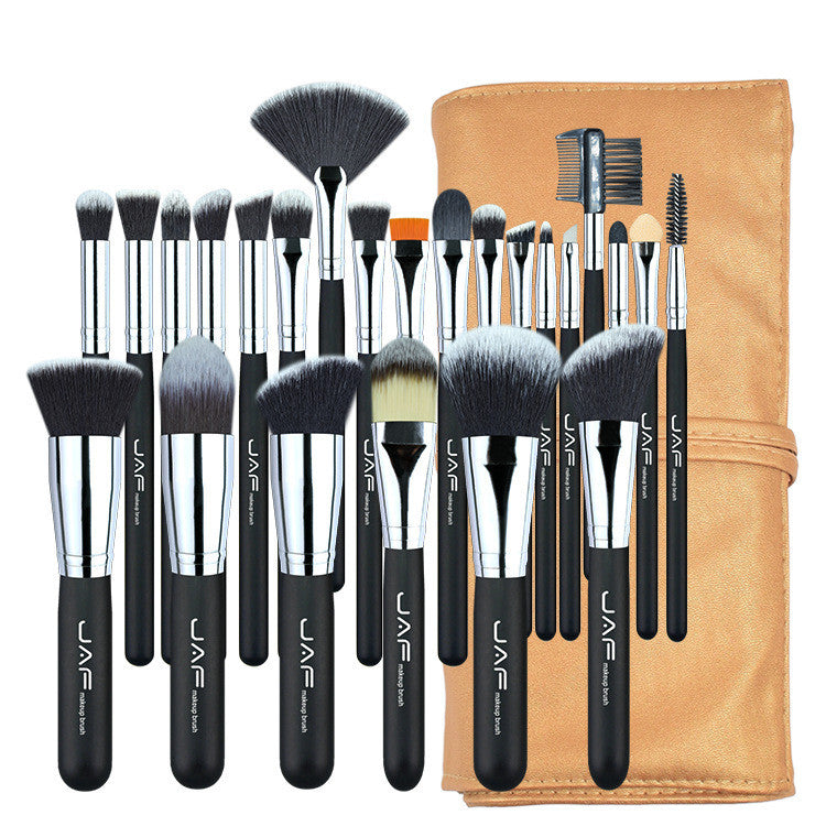 JAF 24pcs Professional Makeup Brushes Set with Storage Case: Vegan Synthetic Make Up Brushes Set in Black Bag Holder. Cruelty-Free Cosmetic Big Makeup Brushes & Tools Kit