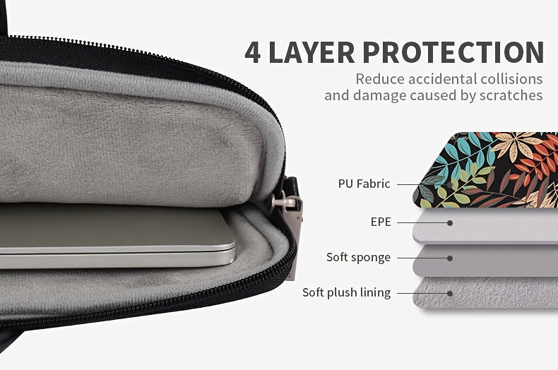 Canvas Artisan Laptop Briefcase with Handle & Adjustable Strap - Heavy-Duty Shockproof Anti-Collision Sleeve, Zipper Closure, Golden-Tone Hardware, Compatible with HP MagicBook/Dell Laptops, Stylish Protective Computer Case f