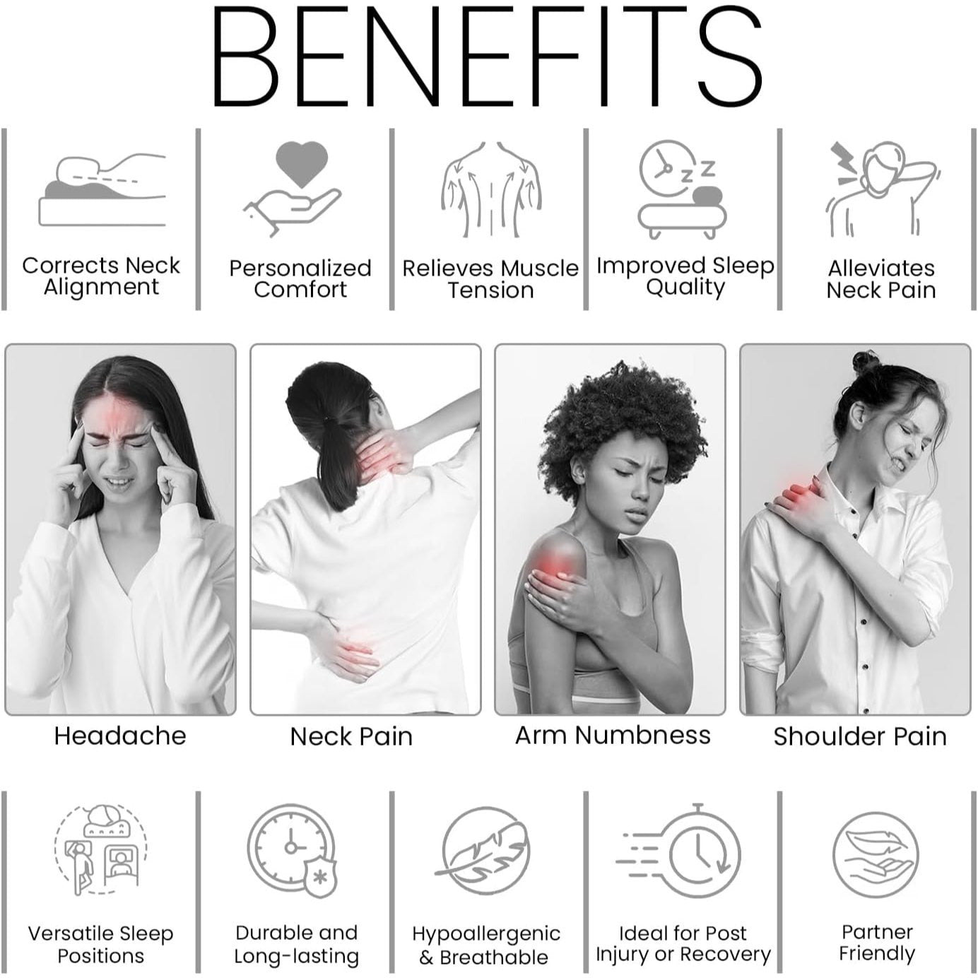 Suitable for Back, Side & Stomach Sleepers