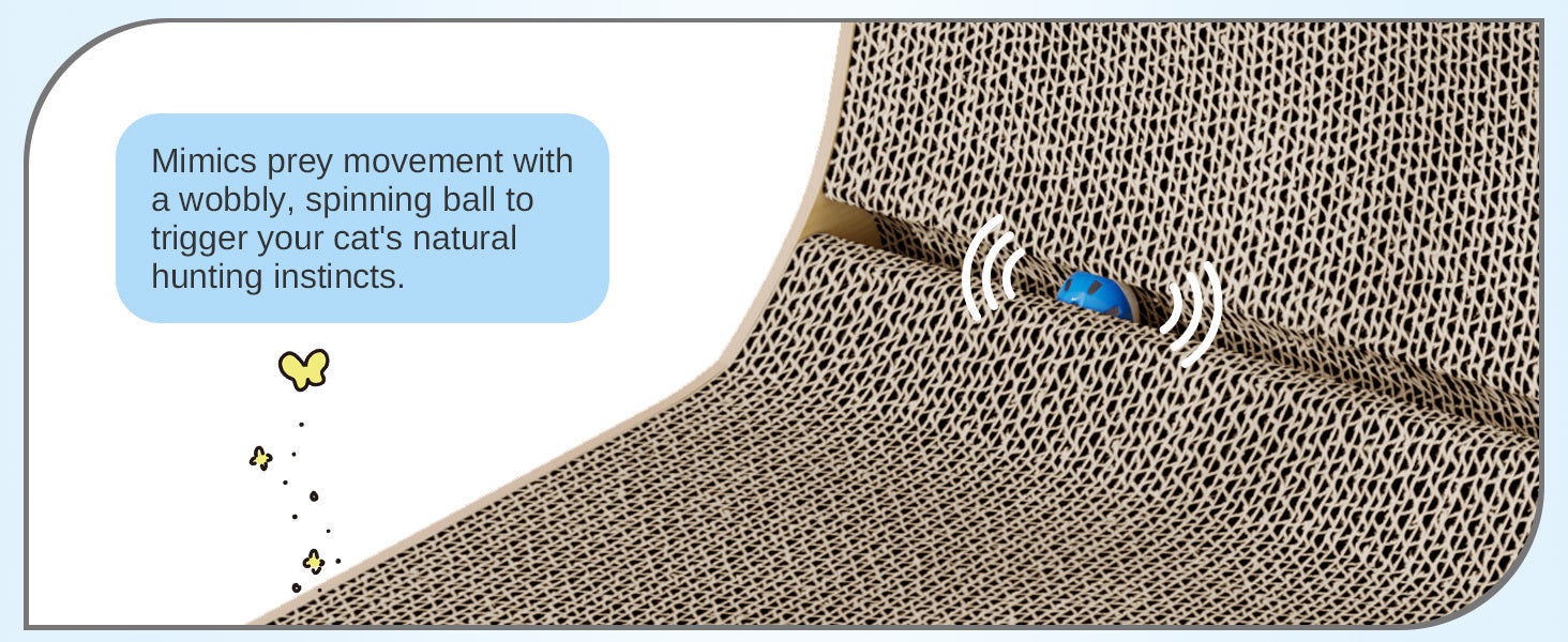 L-Shaped Cat Scratcher Cardboard Cat Scratching Post with Ball, Sofa Protector for Indoor Cats, Durable Corrugated Cat Scratch Board for Kittens & Adult Cats