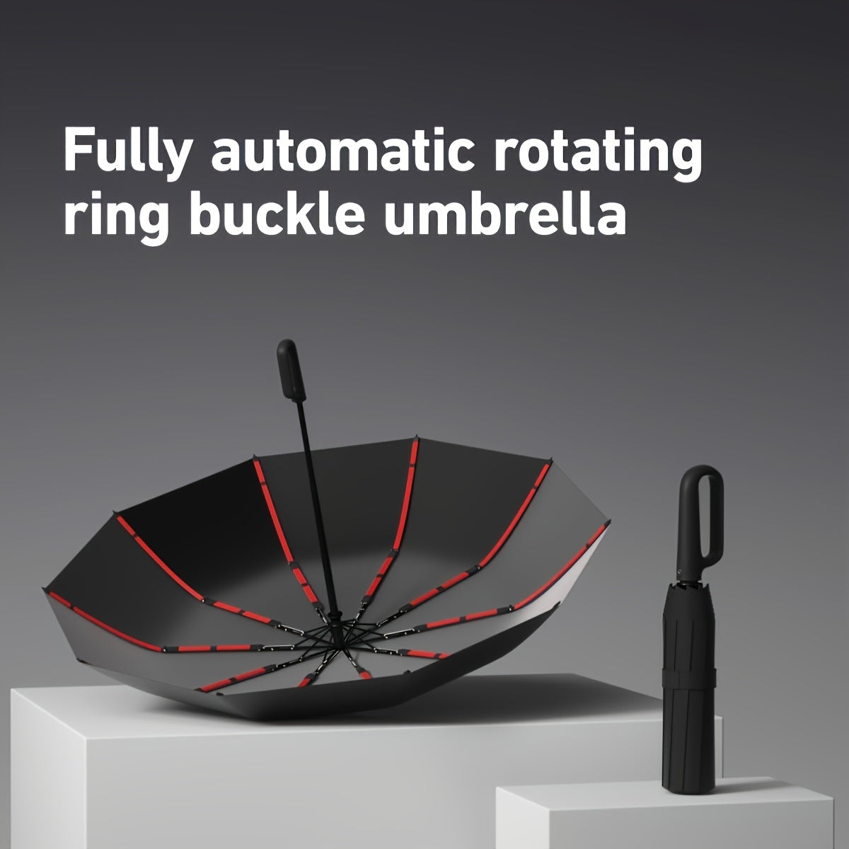 Automatic Rotating Buckle Umbrella – 10-Rib Windproof Folding Sun Umbrella, Backpack-Friendly, 5 Colors