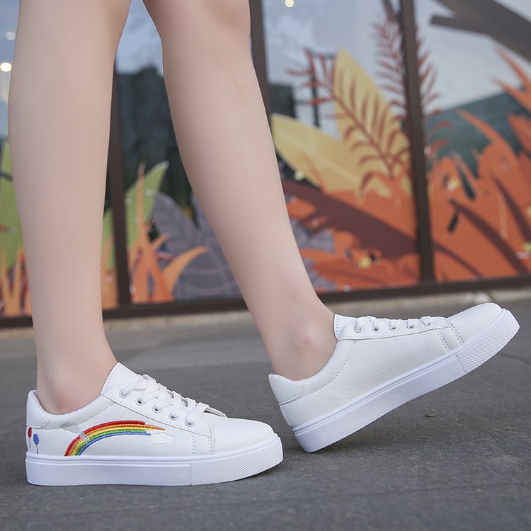 Rainbow white shoes women