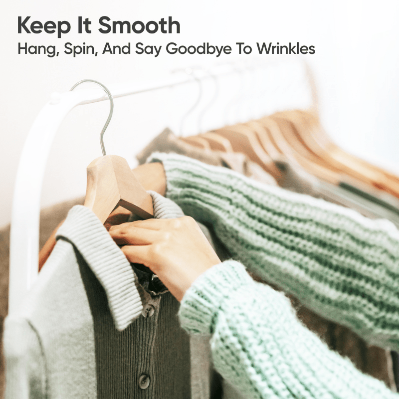 20=Pack Wooden Coat Hangers, Strong Hardwood Hanger for Coats, Jackets, Suits, Trousers, 360° Steel Swivel Hook, Trouser Bar, Shoulder Notches, Adult Hangers