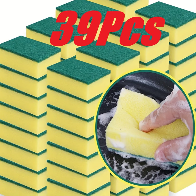 9/19/29/39/49pcs Kitchen Sponges, Multifunctional, Super Absorbent, Rust and Oil Remover, Double Grip Design, Suitable for Utensils, Cookware, and Furniture Cleaning