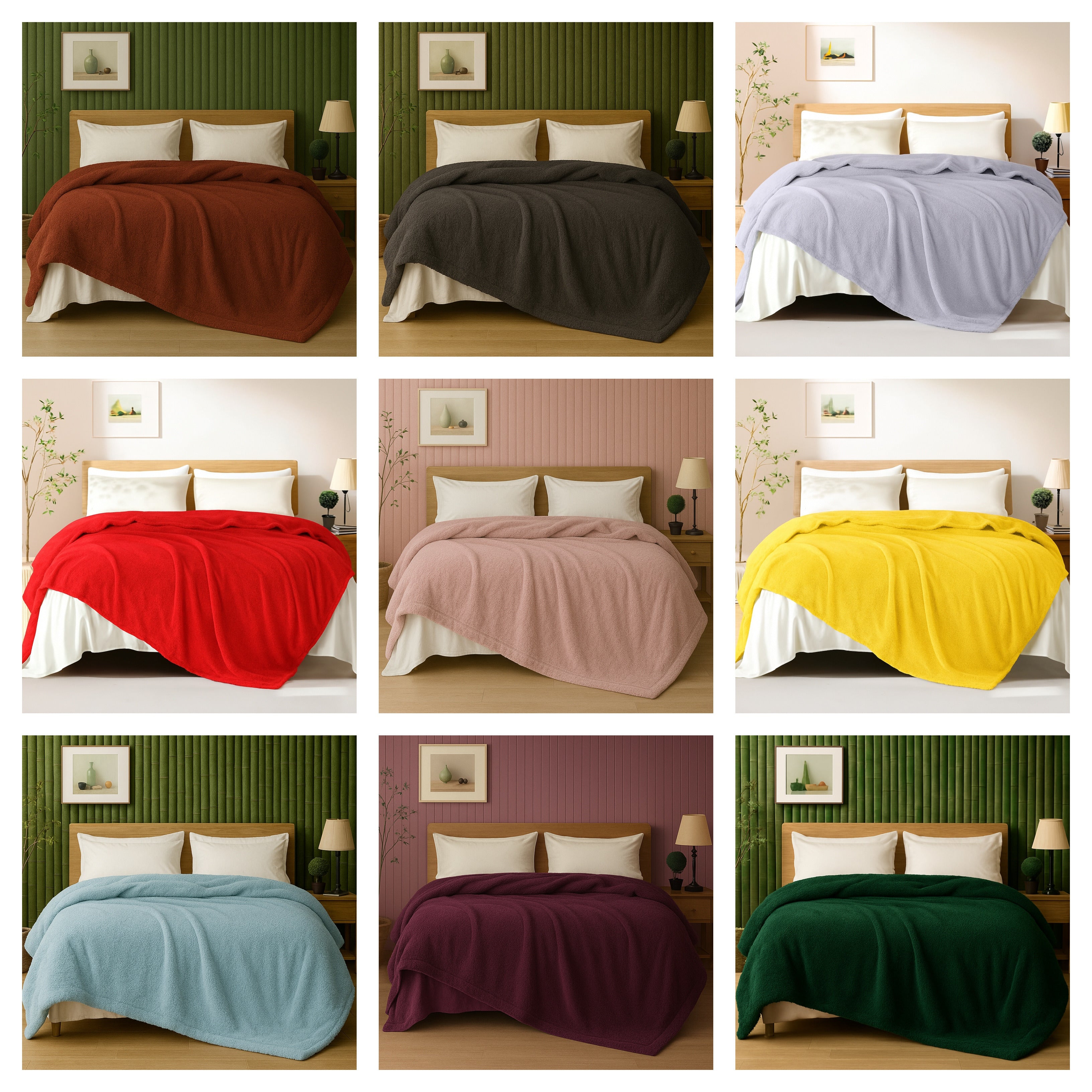 ELAFY Teddy Fleece Throw Blanket – Soft, Warm, Plain Sofa Bed Couch Cover, Lightweight Winter Blanket – Multiple Colors & Sizes