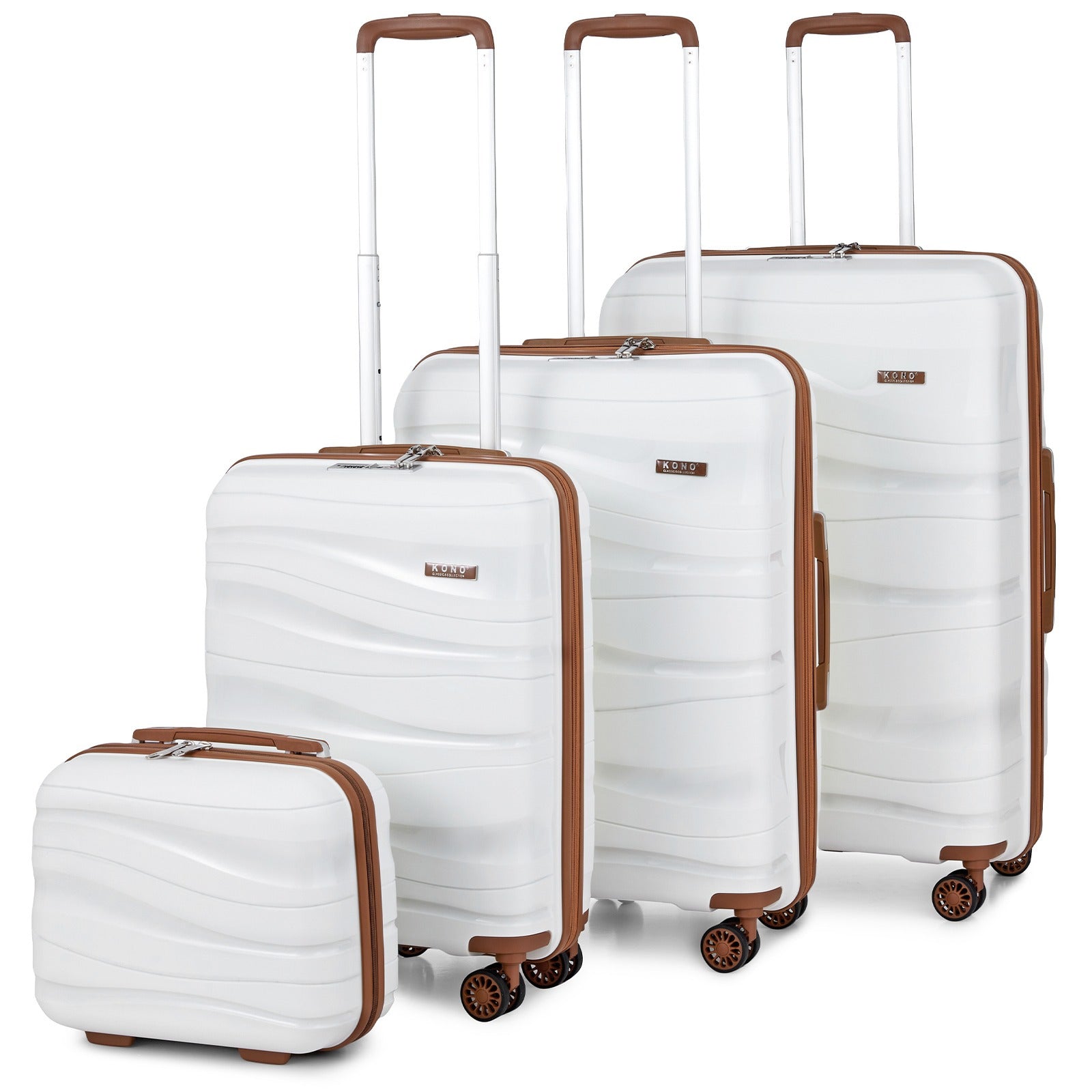 1Pcs of 20inch luggage Lightweight Polypropylene Hard Shell Suitcase with TSA Lock Spinner Wheels Travel Trolley Case and Beauty Case 14/20/24/28 Cream White Luggage Sets of 4 Piece, Luggage For Travel