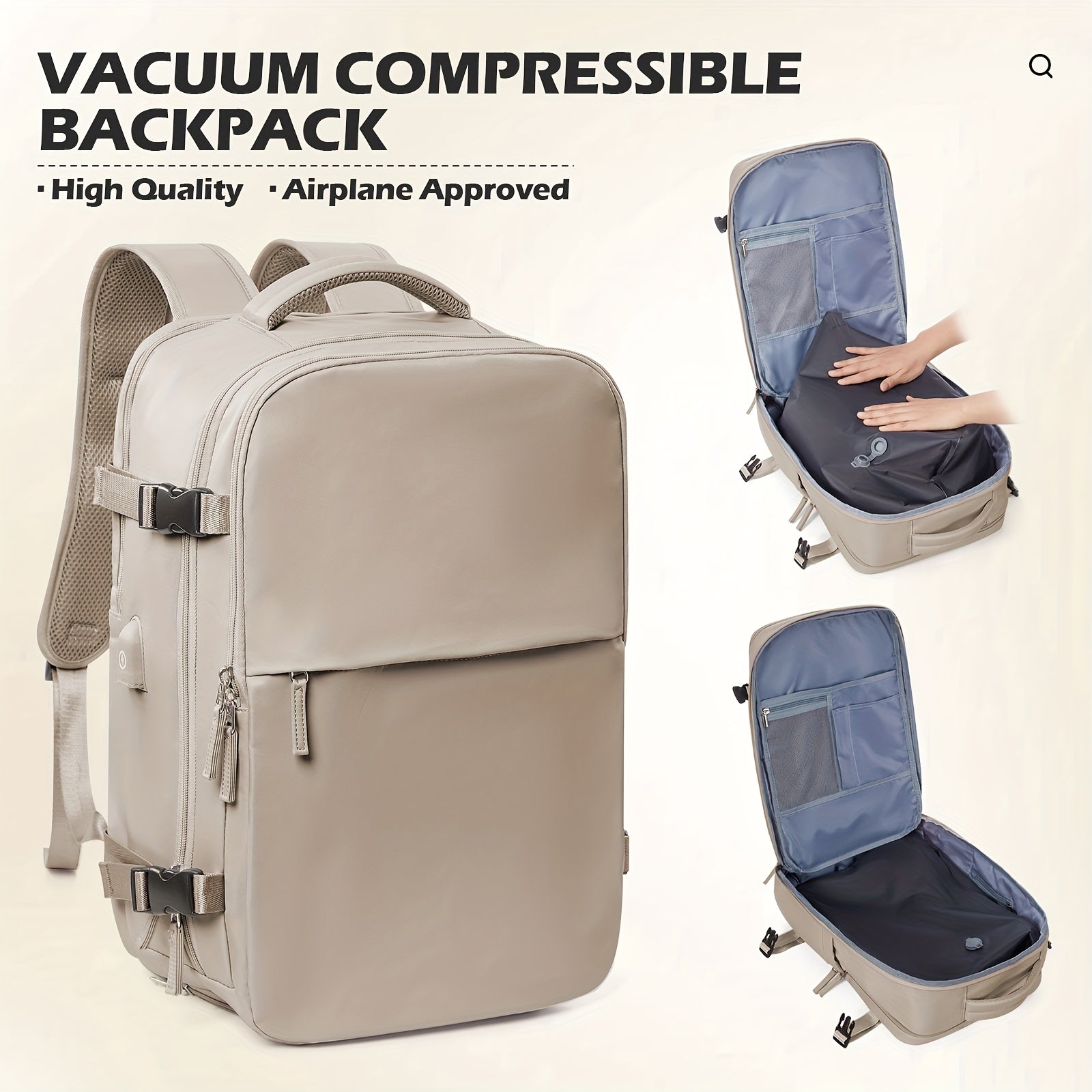 Lightweight Large Capacity Travel Vacuum Backpack - Durable Nylon Business & Vacation Bag with Multiple Compartments, Adjustable Shoulder Straps, and Secure Zippers for Men and Women, Business Travel Bag, Spacious Compartment
