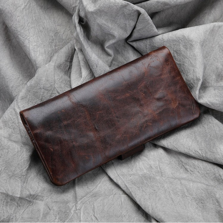 Men's Casual Long Head Leather Money Clip