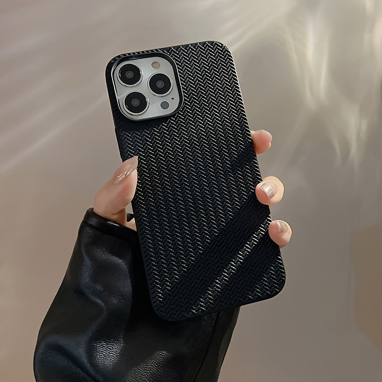 Apple iPhone Case - Luxurious Woven Design Protective Shell Accessory for 11, 12, 13, 14, 15, 16 Pro Max, 15 Plus, and 16 Plus