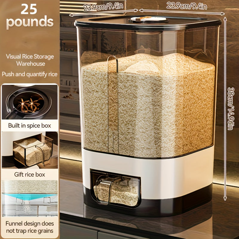 Automatic Rice Dispenser – Large Capacity Sealed & Moisture-Proof Grain Storage Container with Measuring Cup for Rice, Flour, Pet Food