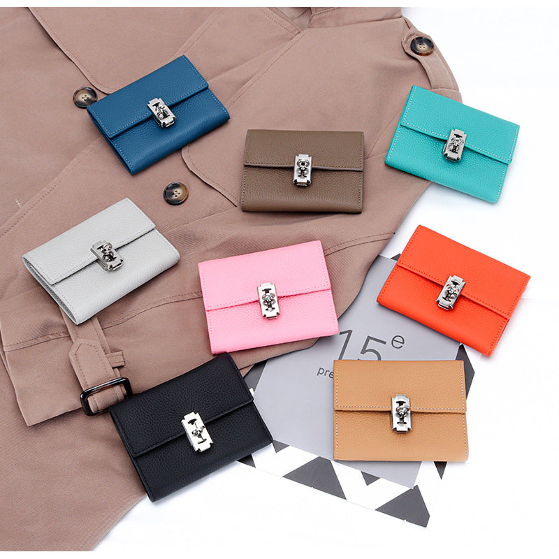 Women's Leather Short Tri-fold Wallet