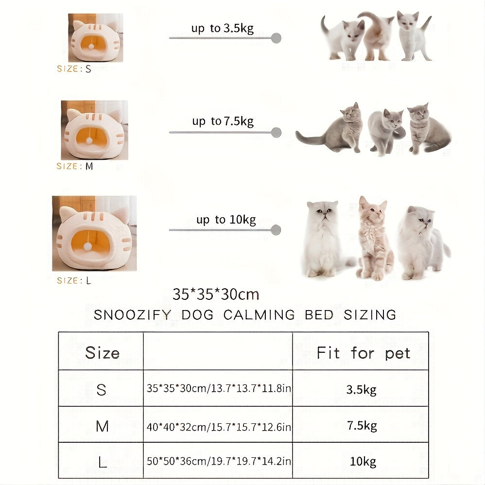 Four Seasons Warm and Soft Semi-closed Cat House, Non Slip Bottom Cat Shaped Cat Bed for Puppy Pet Bed