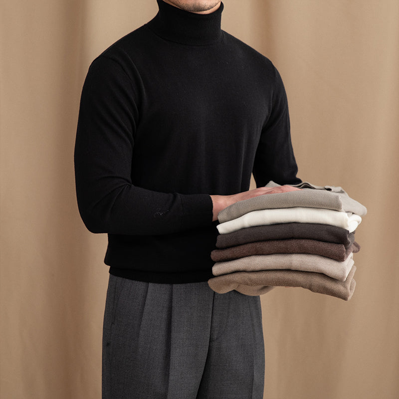 British Commuter Daily Wool Turtleneck Slim-fit Sweater All-matching Warm Bottoming Sweater Trendy Men