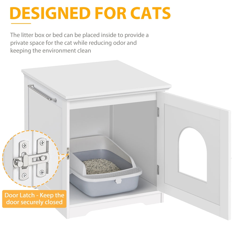 Costoffs Cat Litter Box, EEnclosed Litter Box Decorative Cat House Cat Washroom Pet Side Table Indoor Pet Crate Cat Litter Box Enclosures for Living Room, Hallway, Bathroom, Laundry Room, White
