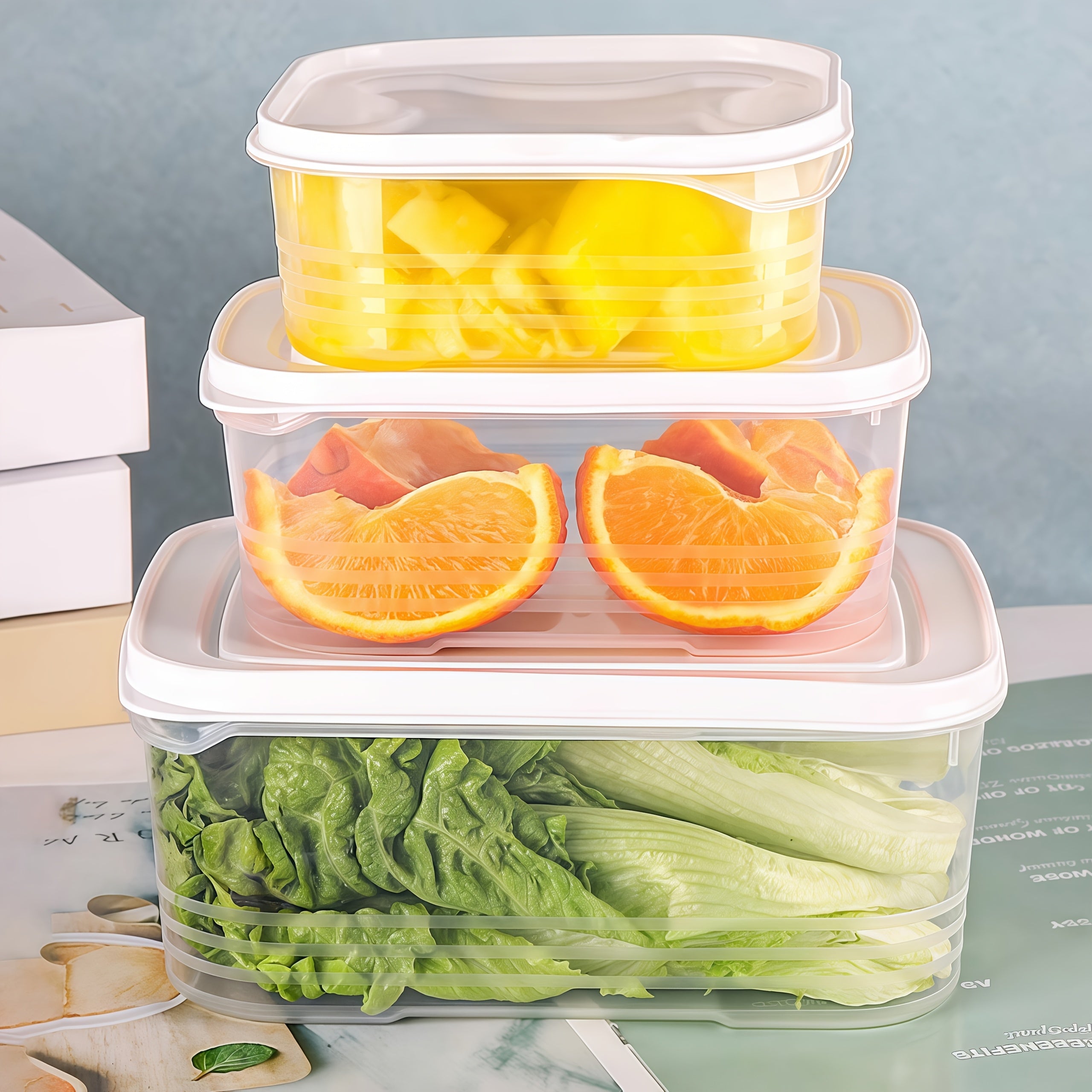 4/6/8-Pack Stackable Fridge Organizer Containers, Plastic Freezer Safe Food Storage Boxes with Flip Top Lids, Reusable Multipurpose Sealable Bento Lunch Boxes for Meat, Fruits, Vegetables, Microwaveable - Ideal for Outdoor Eq