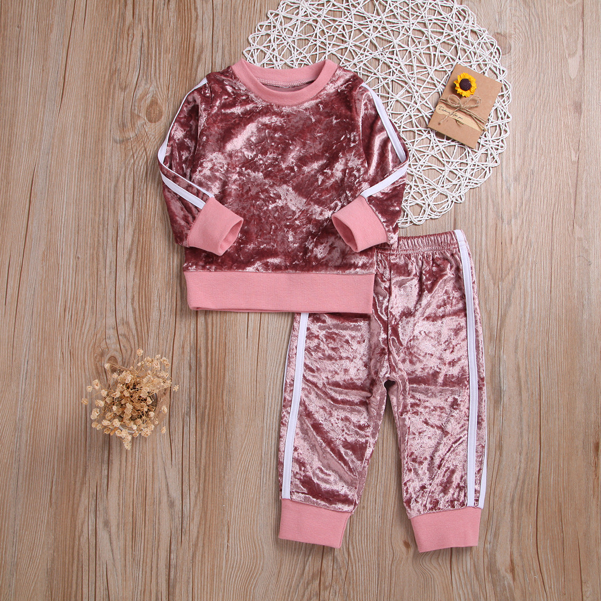 New Baby Girls Solid Chic Toddler Kids Tracksuit: Boys Velvet Tops, Sweater Pants Trousers Outfits. Autumn Clothes Set for 1-6 Years