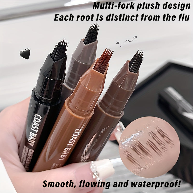 Dual-Action Quick Water Eyebrow Pencil with Multi-Branch Brush Head Design: Defines Each Hairline with a Single Stroke, Precisely Fills in Hairline, Waterproof, Long-Lasting, Smudge-Proof. Three-Dimensional Hair Flow Technolo