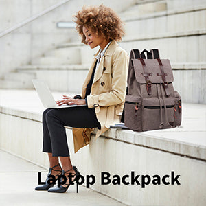 Canvas Backpack Unisex Vintage Rucksack School Bag Casual Daypack for Women/Men Outdoor Travel Hiking Camping