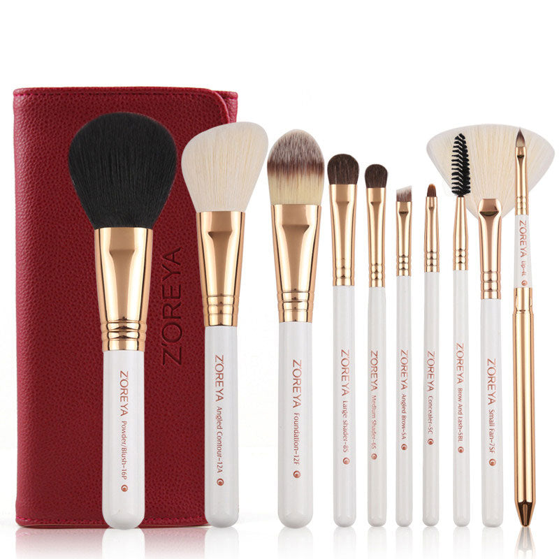 Zoreya Bambu 10 Pcs Makeup Brush Set