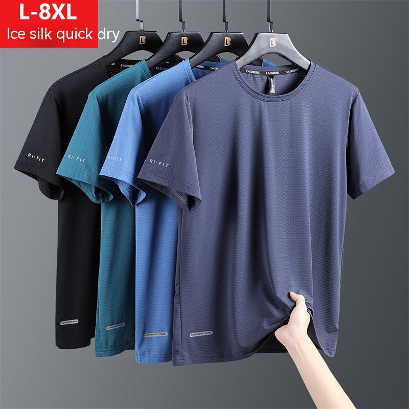 Summer Ice Silk Quick-drying Loose Breathable Short Sleeve