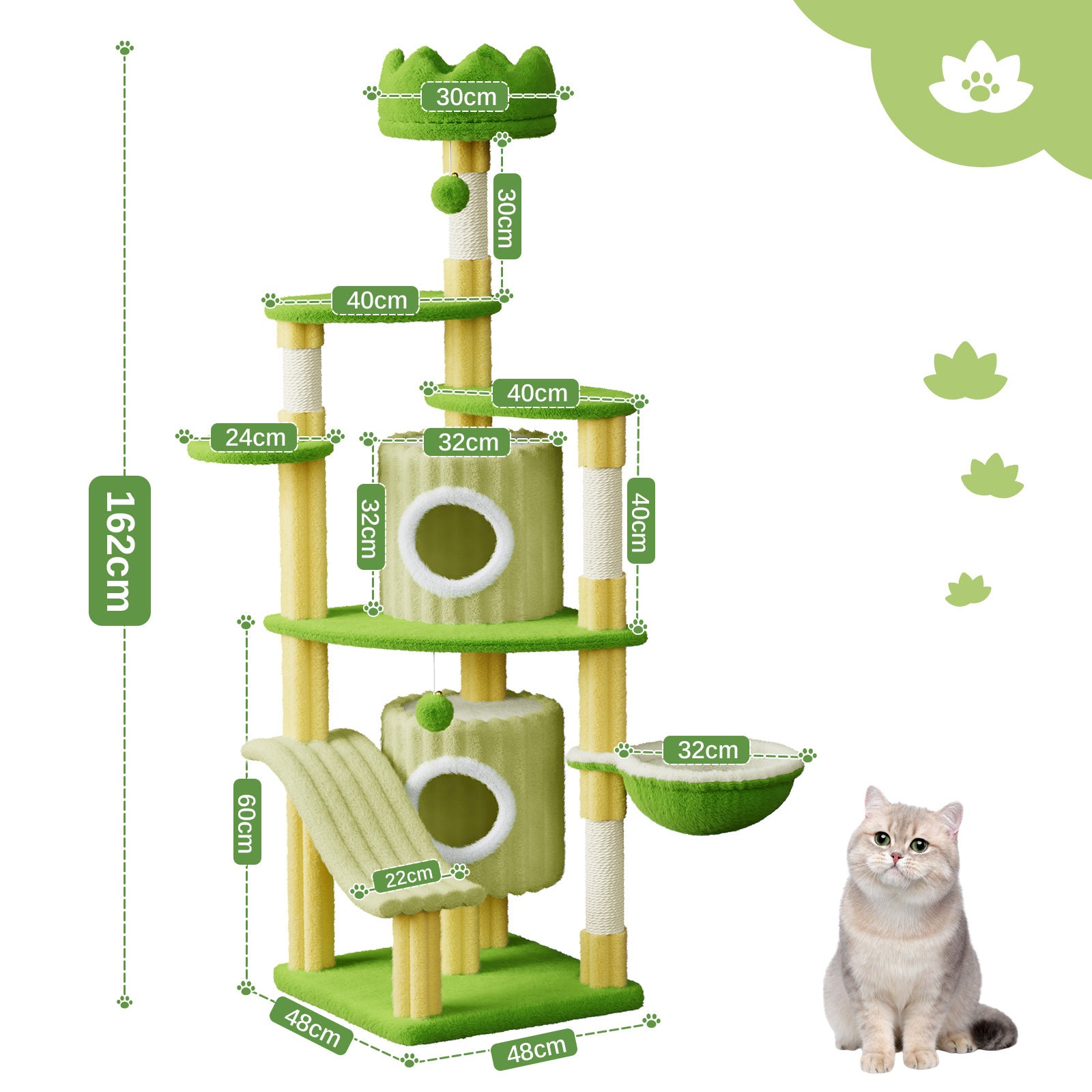 Dogat Extra - Large Cat Activity Tree Tower - 162cm Cat Condo with Hammock - Ideal for Both Adult Cats and Kittens! A Must - Have for Feline Fun and Comfort.