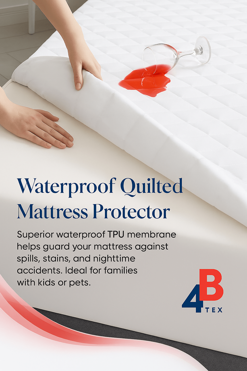 4B Extra Deep Quilted Waterproof Mattress Protector – 30cm Fitted Bed Cover, 5 Sizes (Single, 4FT, Double, King, Super King)