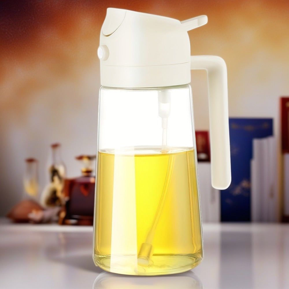 Large Capacity Oil Spray Bottle with Precise Mist Sprayer - Two-In-One Oil Dispenser & Sprayer, Non-Spill Kitchen Oil Bottle for Cooking, BBQ, Baking, Salad - Heavy-Duty Plastic Construction, Easy-Pour Spout - Ideal for Home,