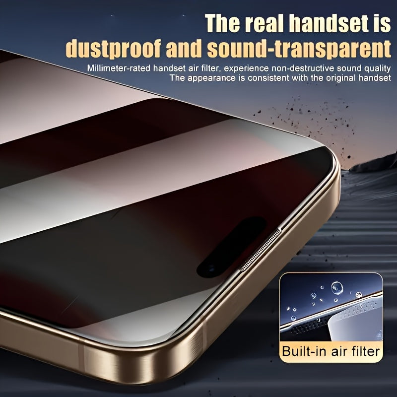 4pcs Full Cover Privacy Tempered Glass Screen Protector for iPhone 17 Pro Max/17 Air/16 Pro Max/15 Pro17/16/15/14/13/12/11/16e/Plus/Mini/X/XR/XS Max/7/8/SE2/SE3, 9H+ Hardness, Ultra HD, Anti-Scratch, Anti-Fingerprint, Easy to