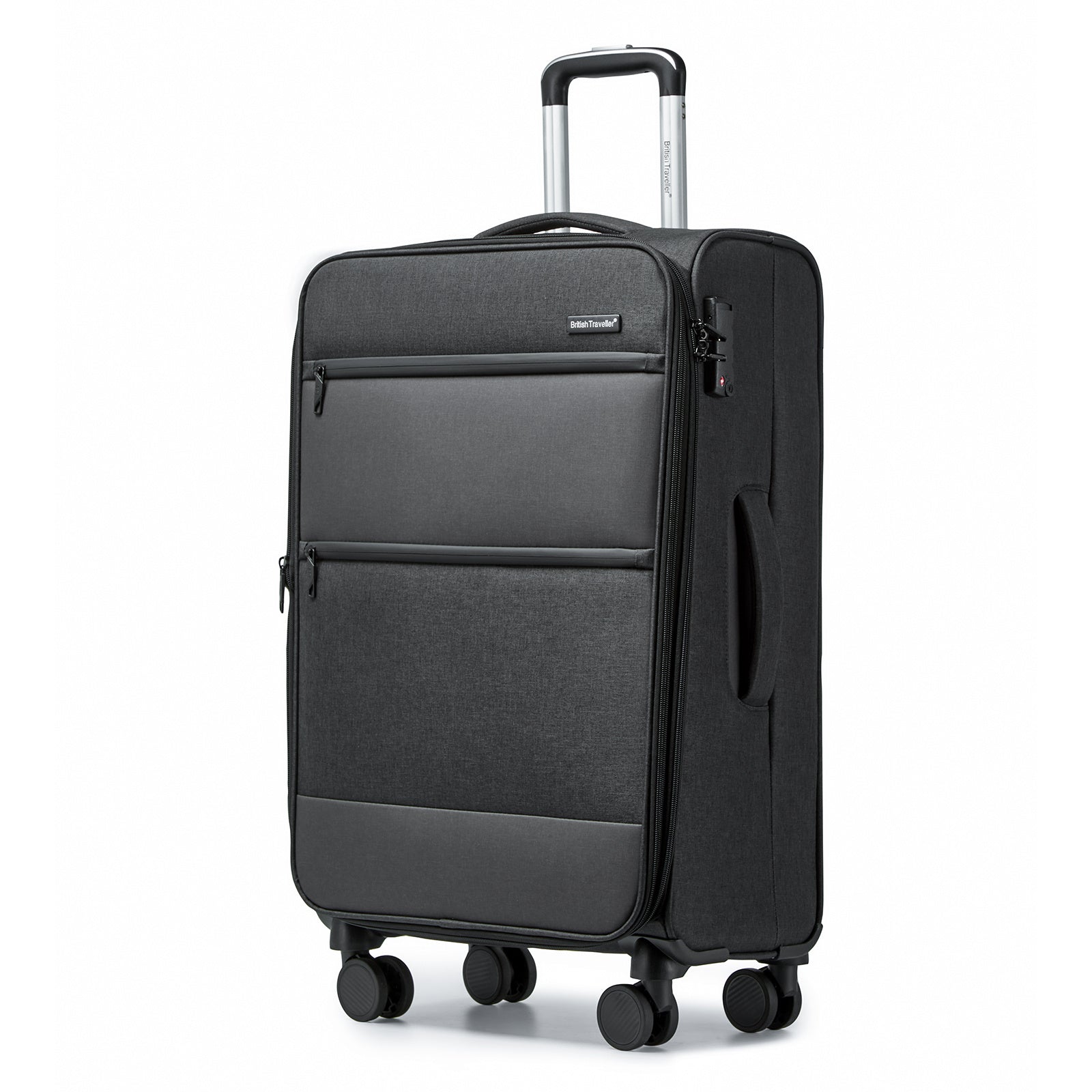 British Traveller Suitcase Lightweight Durable Check in Hold Luggage with TSA Lock And 4 Spinner Wheels Multiple Sizes to Choose From, Please Pay Attention to The Size