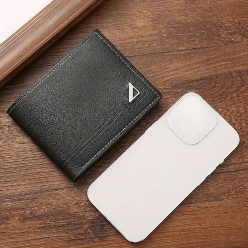 Men's Slim PU Leather Wallet - Large Capacity Multi-Card Holder with Cash Pocket, ID Window & Coin Compartment - Business Bi-Fold Wallet for Credit Cards, Travel - Dark Grey - Ideal Gift for Dad, Husband, Professionals, Walle