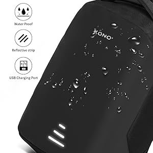Kono Anti-Theft Laptop Backpack - 15.6" USB Charging Port, Water Resistant Business/School Bag for Men & Women
