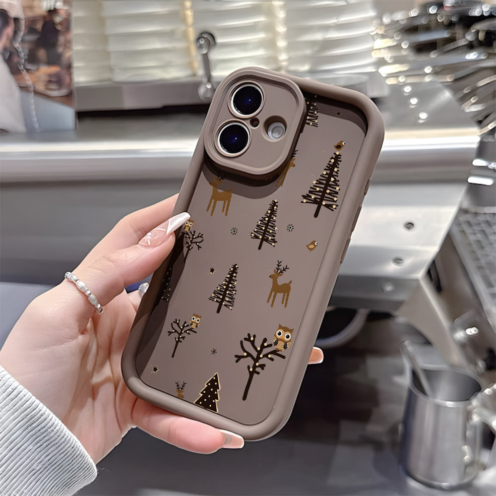 Merry Christmas Reindeer Tree Phone Case – Shockproof, Lens-Protected Cover for iPhone 7–17 Series, Light-Up, Trendy Holiday Gift