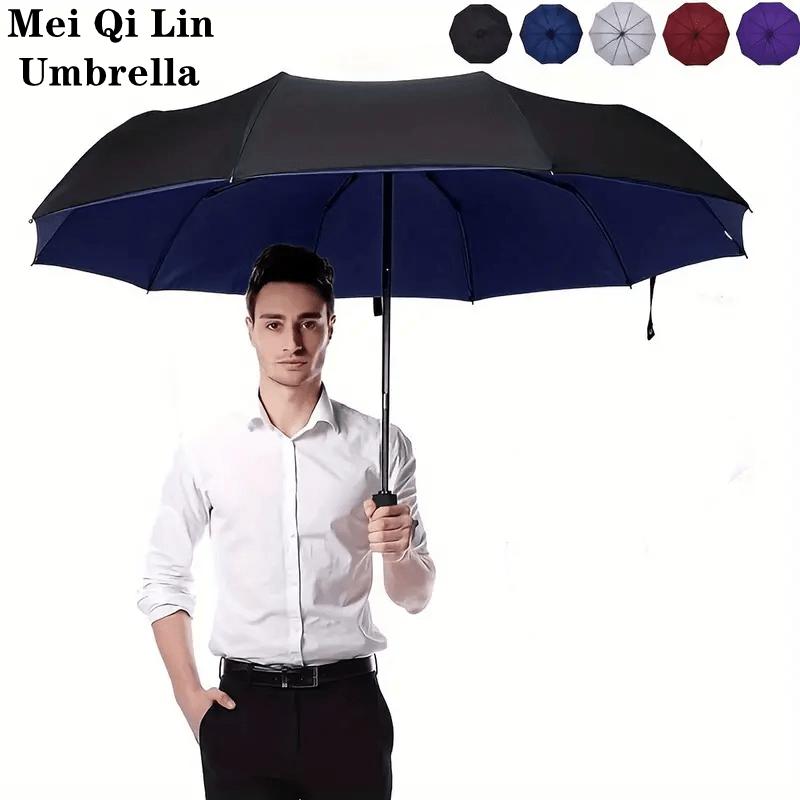 Windproof Automatic Oversized Folding Umbrella – 10-Rib Strong Frame, Sun Protection, Professional Unisex Business & Golf Umbrella