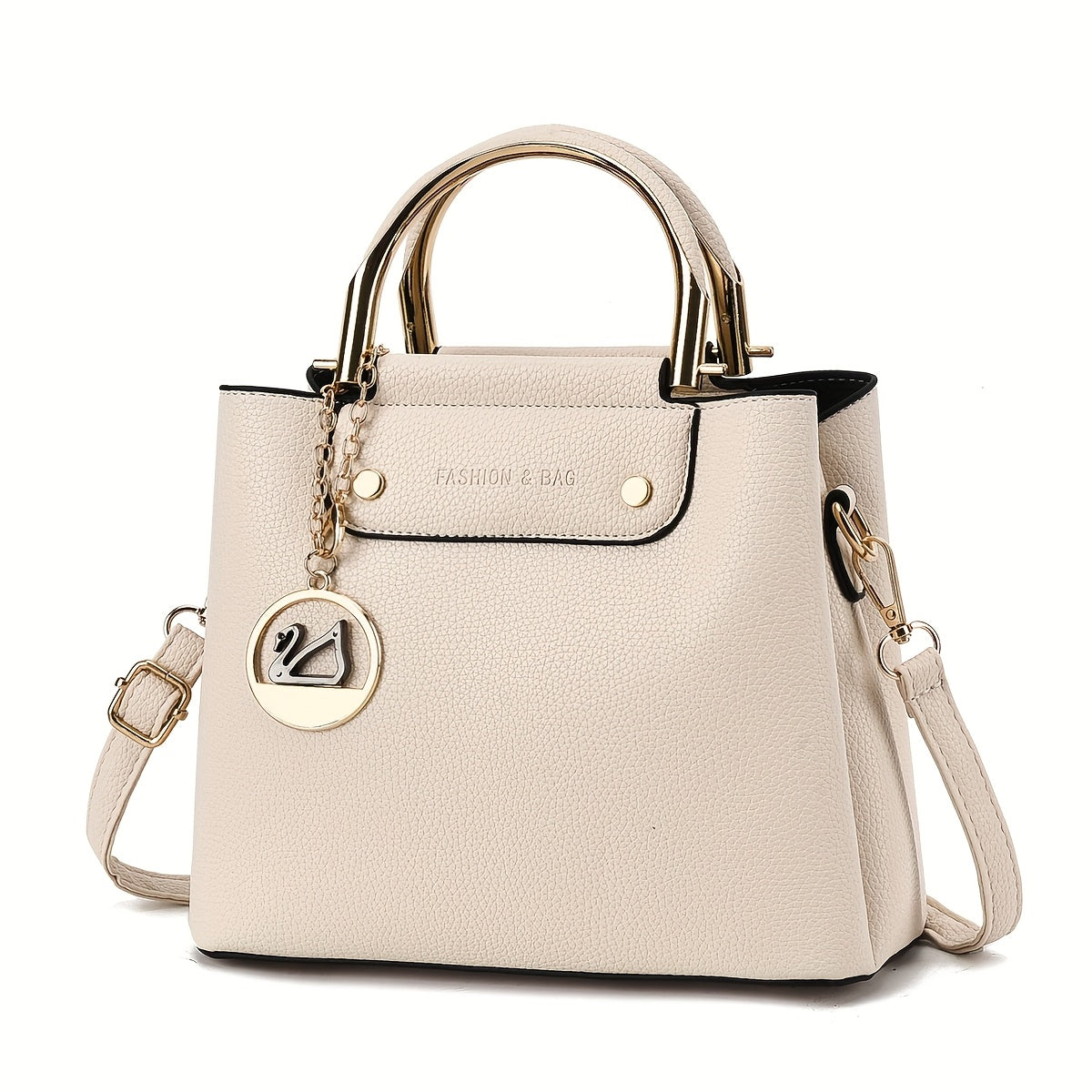 Women's  Handbag with -Tone Hardware & Detachable Strap - Elegant Beige/Coffee Brown/Tan/ Green/Pink/Black Crossbody Purse, -Tone Circle Logo Closure, Versatile Handheld or Shoulder for, Wedding, Everyday