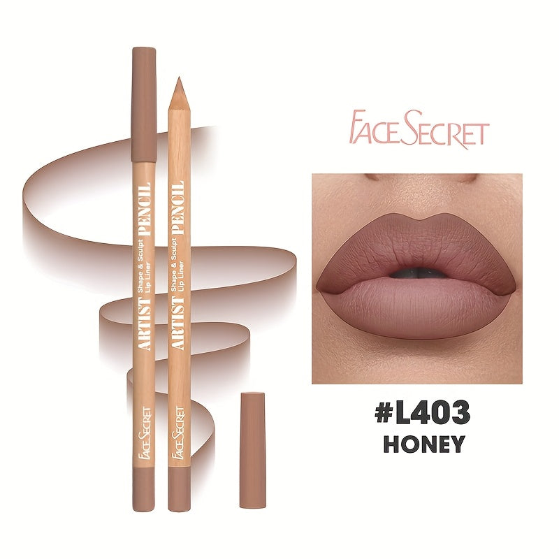 Face Secret Lip Liner - Long-Lasting Matte Lip Pencil with Natural Oak Brown, Pink, Red, Berry, Coral, Nude, Golden, Green, Purple, Orange