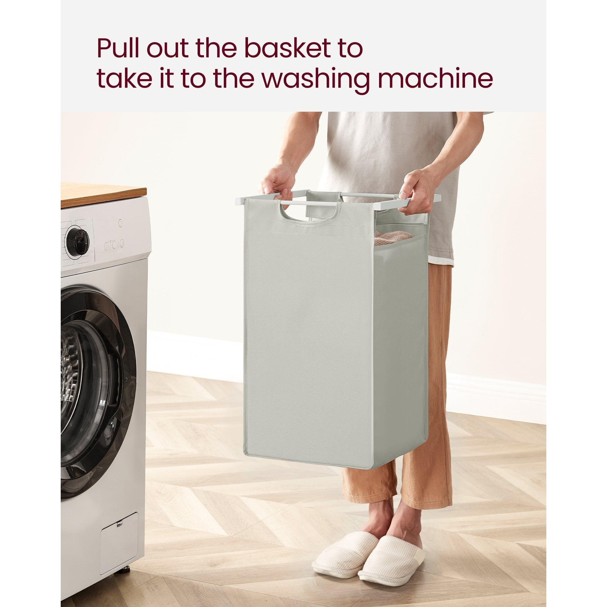 Laundry Basket, 3-Compartment Laundry Hamper, Freestanding Clothes Hamper, Laundry Bag Stands Up Well, Removable Laundry Bags, Laundry Sorter, Shelf, Metal Frame, 3 x 38 L, Black/White/Grey