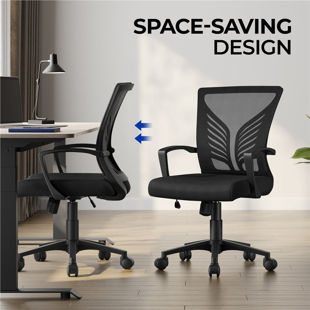 Costoffs Adjustable Ergonomic Office Chair with Mesh Backrest, Swivel Desk Chair with Armrests Comfy Computer Chair, Versatile Use Reclining Chairs for Meeting Rooms, Home Office, Black/White, 1 or 2 pcs