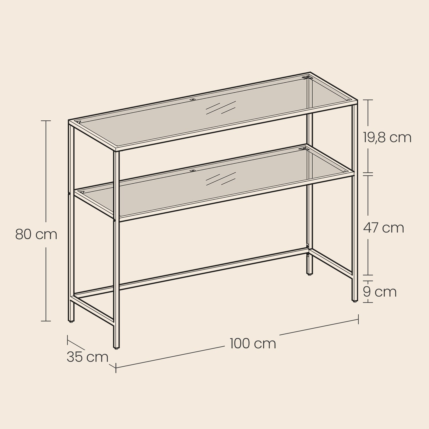 Console Table, Side Table, Tempered Glass Tabletop, Modern Sofa Table, 2 Shelves, for Living Room, Hallway, Space Saving, Vintage Style, Sturdy Construction, Versatile Use, Easy Assembly