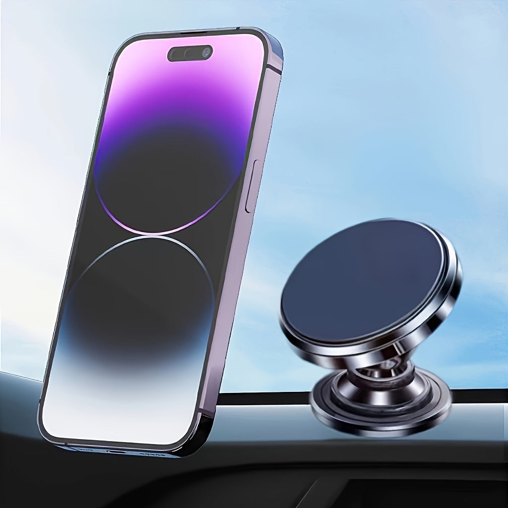 360° Rotatable Magnetic Car Phone Mount - Universal Dashboard Cell Phone Holder, Aluminum Alloy, Secure & Easy Installation
